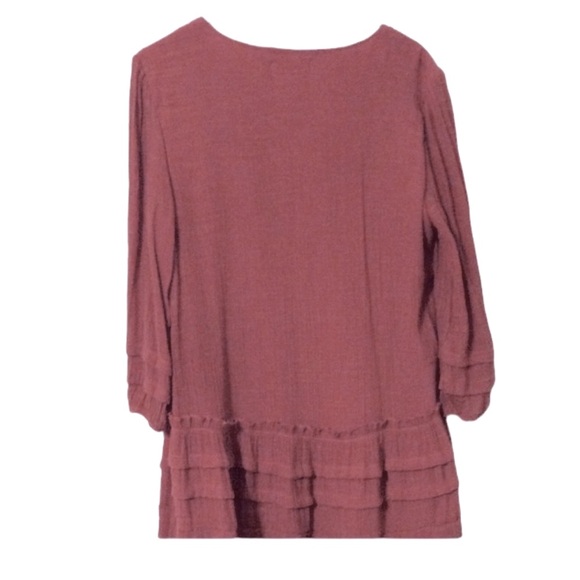 INDIGO SOUL Dusty Rose Tiered Bohemian Tunic Top Size LARGE - Picture 2 of 11